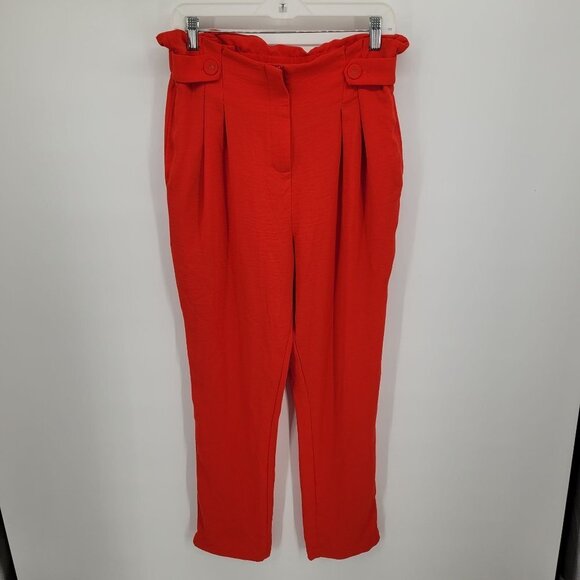 Strut & bolt womens medium Red paperbag waist flowy pants pockets - Picture 7 of 7
